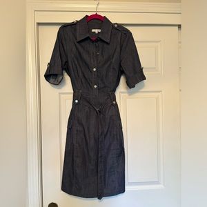 Sandra Darren Navy Button-Down Midi Dress